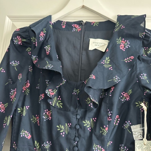 HYACINTH HOUSE Navy Floral Ruffle Neck Norah Mini Dress NWT - Picture 10 of 15